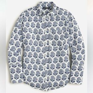 NWOT J Crew Garçon Cotton Voile Shirt SZ 0 Bouquet Block Print Floral Blue White